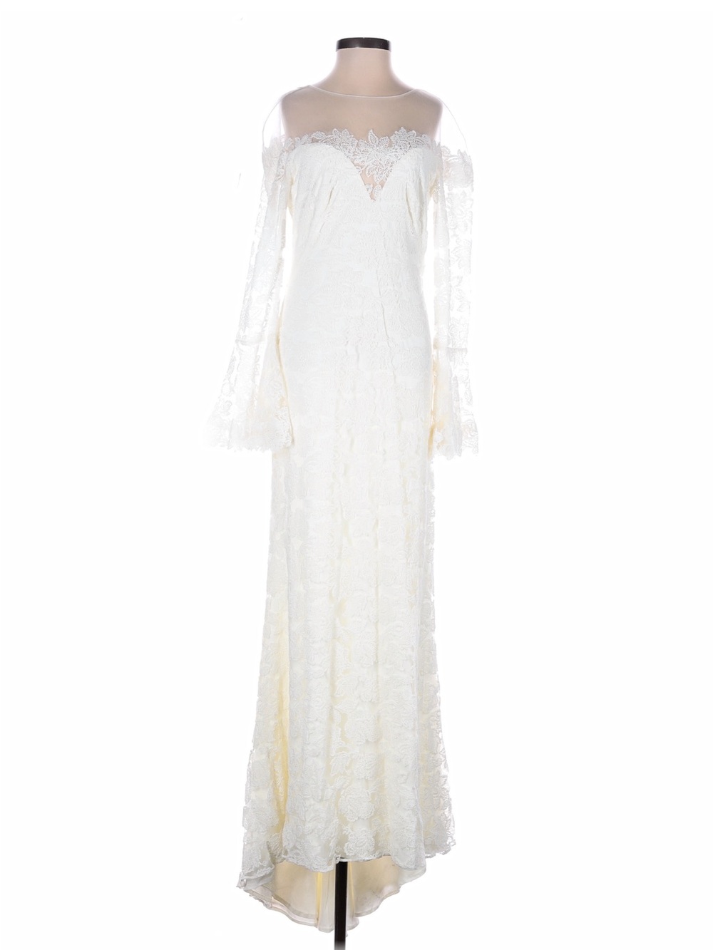 Tadashi Shoji Bridal Ivory Saks Fifth Avenue Illusion Lace Boho Wedding Gown